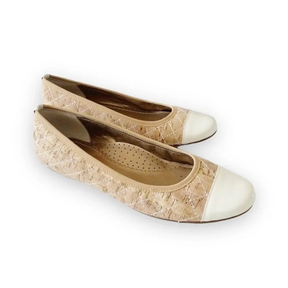 Vaneli Quilted Cork Patent Toe Ballet Flat Women’s Size 5.5 Spring‎ Look Cottage - Picture 1 of 8